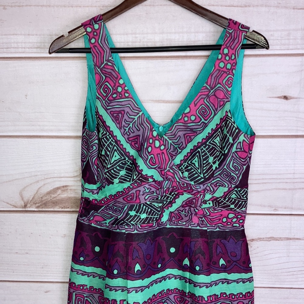 Nanette Lepore V Neck Silk & Linen Dress - Picture 3 of 10